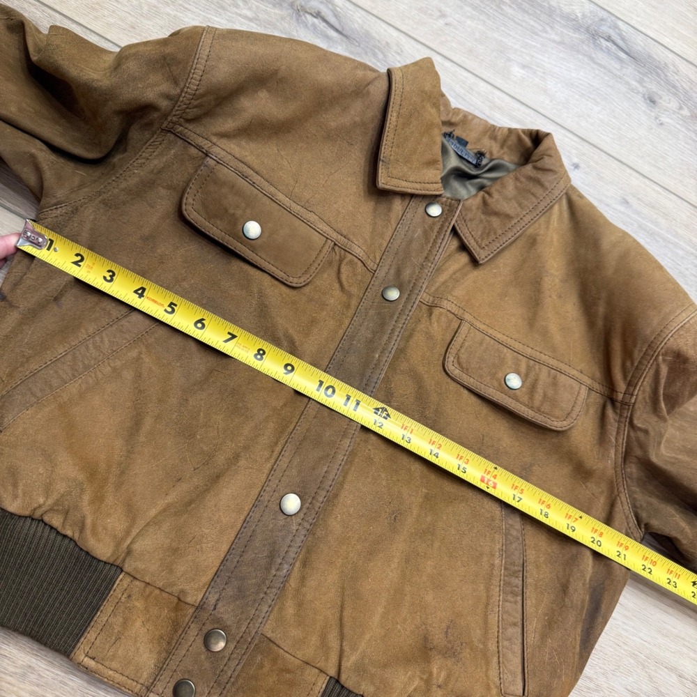 Vintage Fidelity Women's Brown Nubuck Suede Leather Bomber Jacket Distressed Med - Picture 5 of 13